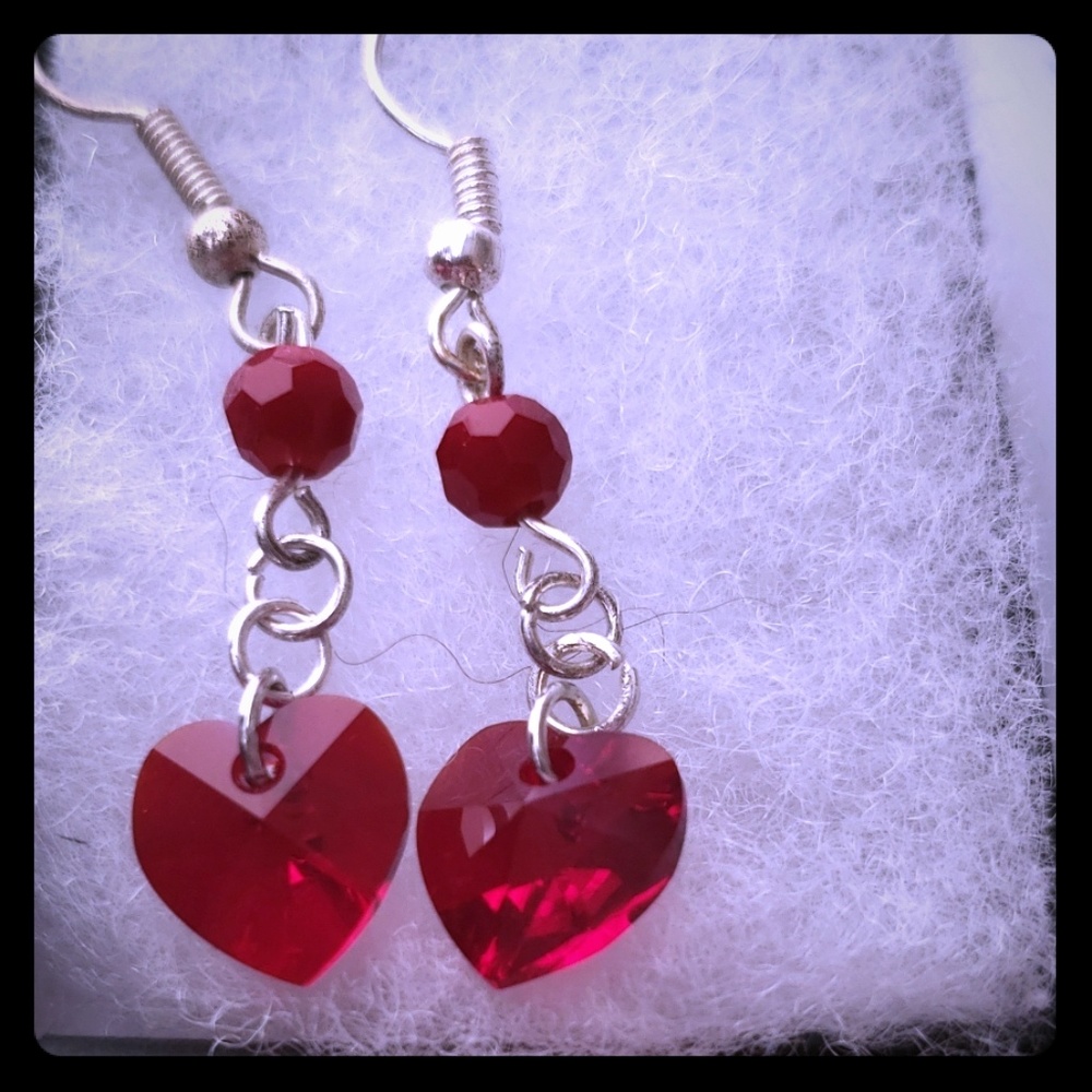 Swarovski Crystal Heart Drop Dangle Earrings